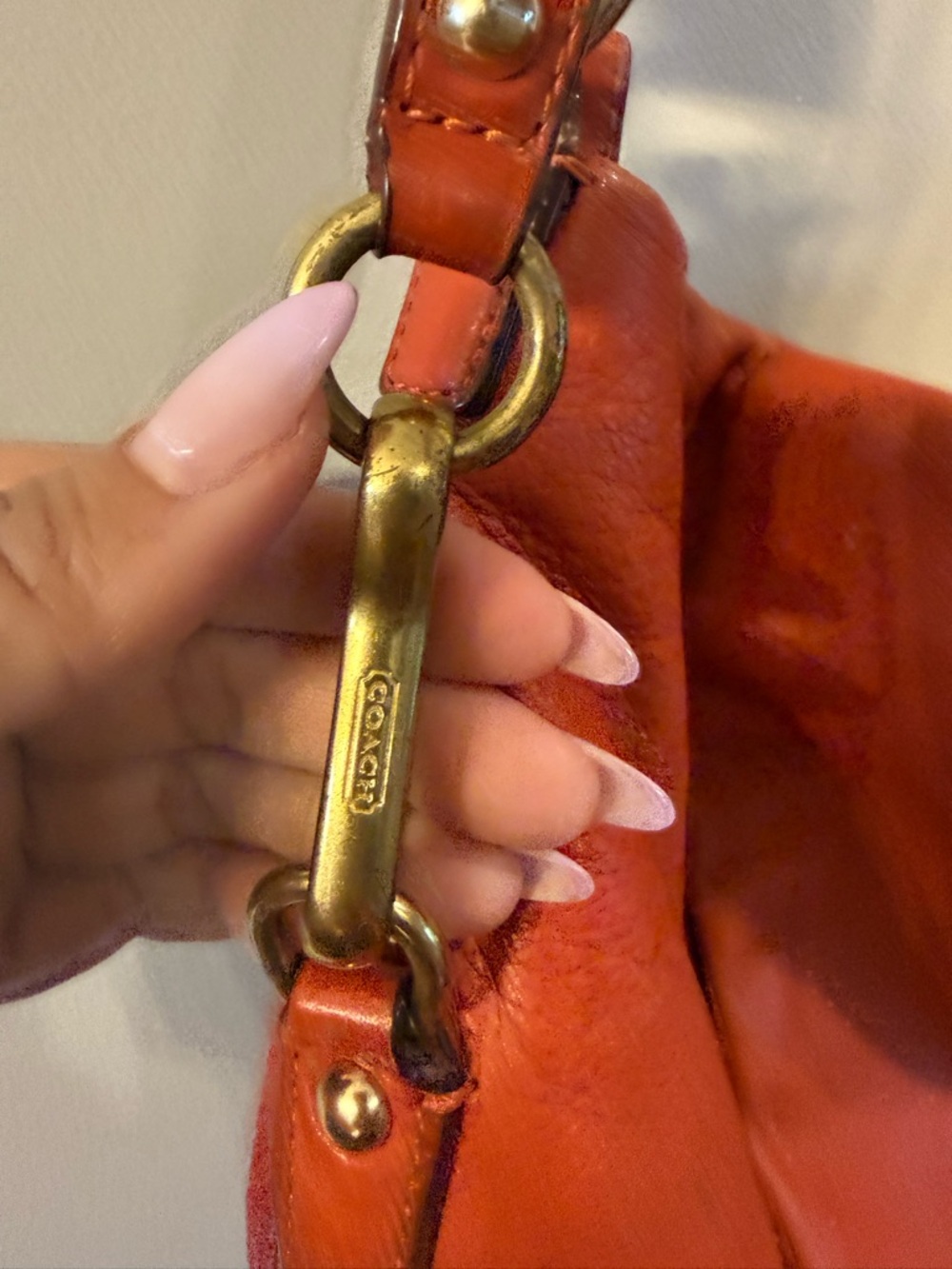 Coach Pebbled Leather Hobo Bag in Orange - Picture 5 of 11